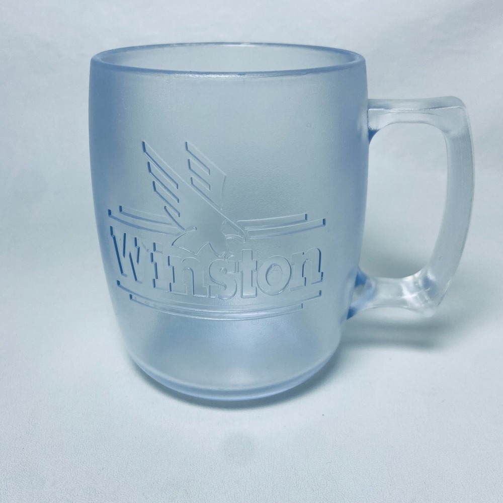 Vintage 90s‎ Winston Cigarettes Plastic Coffee Mug Clear Promotional Item